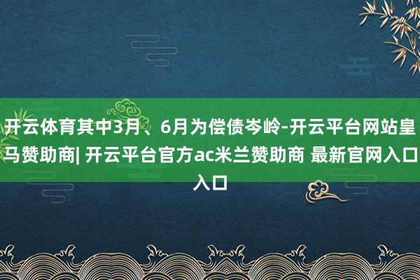 开云体育其中3月、6月为偿债岑岭-开云平台网站皇马赞助商| 开云平台官方ac米兰赞助商 最新官网入口