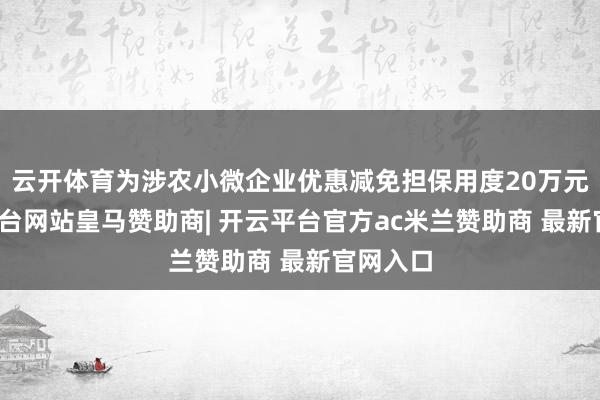 云开体育为涉农小微企业优惠减免担保用度20万元-开云平台网站皇马赞助商| 开云平台官方ac米兰赞助商 最新官网入口